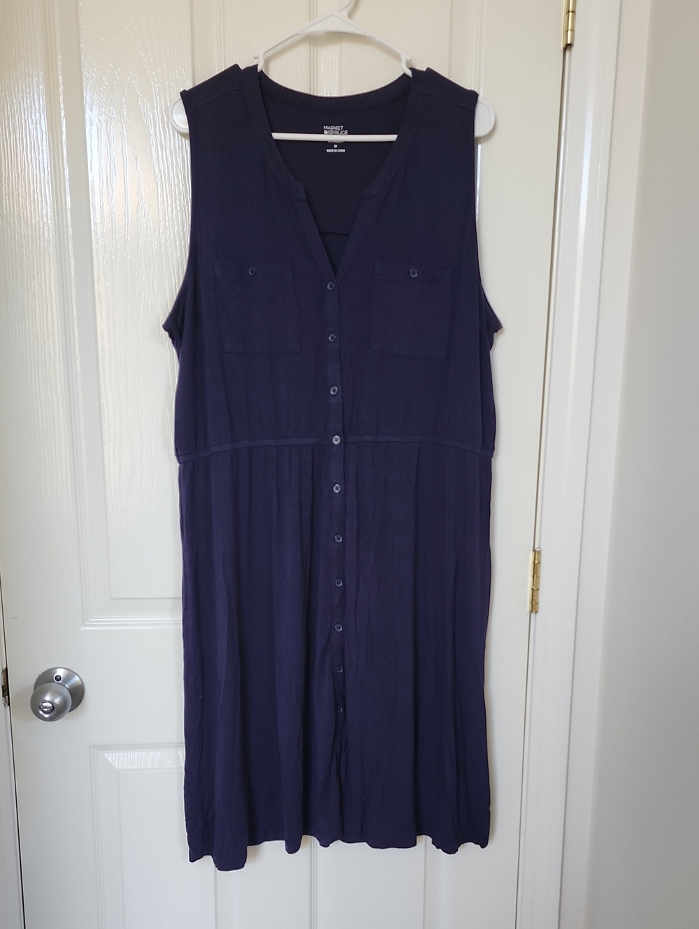 Market & Spruce Sleeveless Navy Button-Front Dress 2X